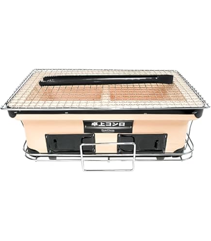 Amazon.co.jp: 本格 珪藻土 角型七輪 網付 角アミ・火箸・敷台 角型